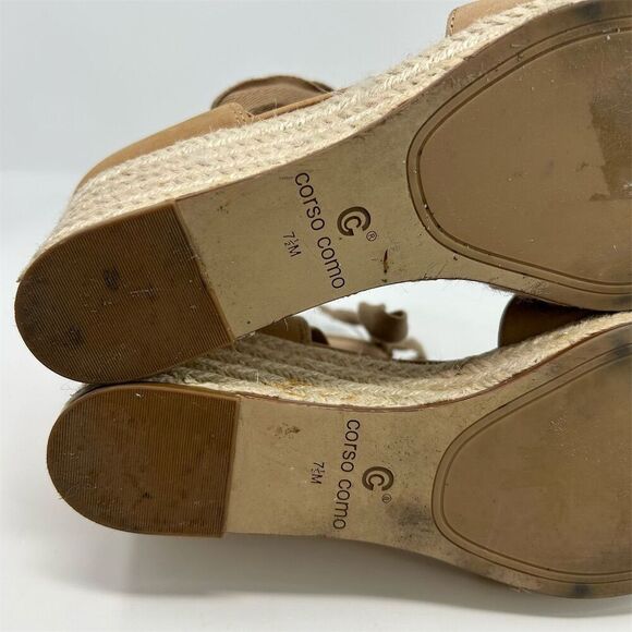Corso Como Women's Lace Up Tan Brown Leather Espadrille Wedge Sandals Size 7.5 - Picture 12 of 16